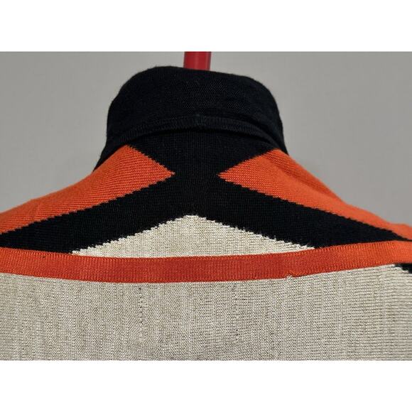 Anthropologie La Fee Verte Cardigan Color Block Sweater Orange Gold Black M/L - Picture 6 of 14